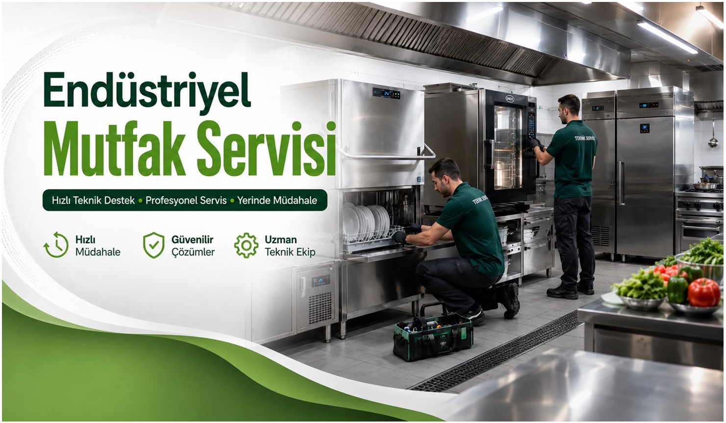 Endüstriyel mutfakta fırın ve yıkama ekipmanlarının servis çalışması