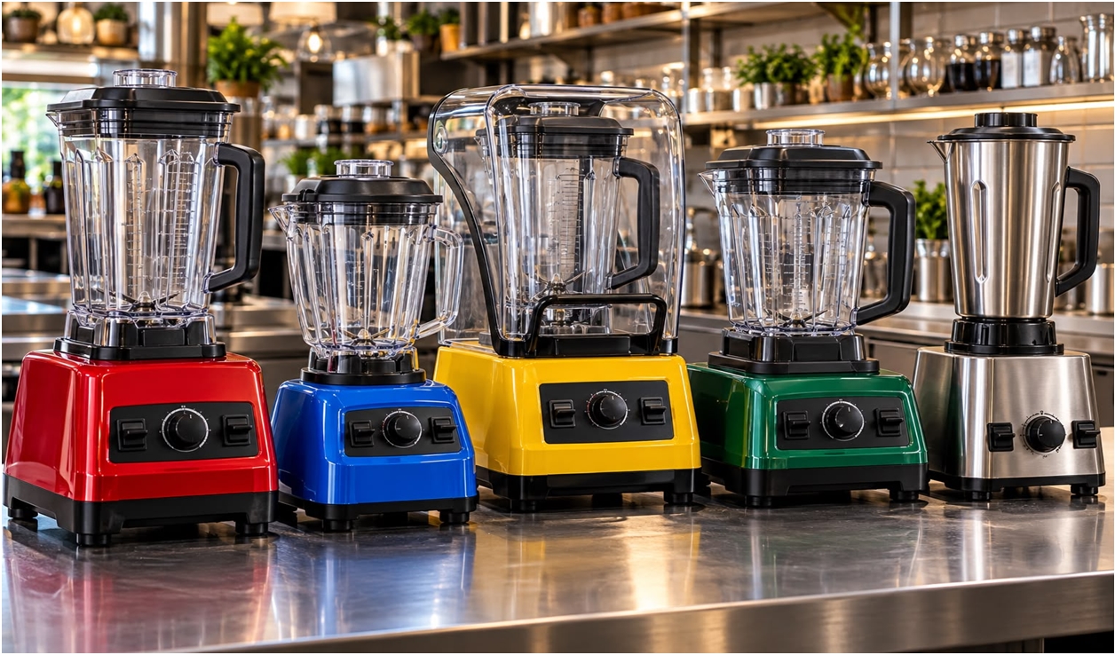Farklı renk, hazne ve gövde seçeneklerine sahip sanayi tipi blender modelleri